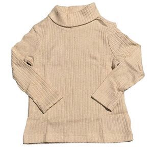 Old Navy Turtleneck Shirt Girls 2T Cream Glitter Ribbed Long Sleeve Soft Warm